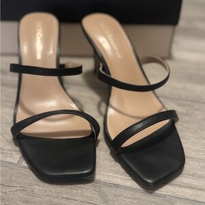 BCBG Black Strappy Heels